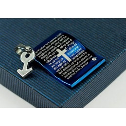 Ciondolo Maschile In Titanio Blu Forte - Catena Gratuita
