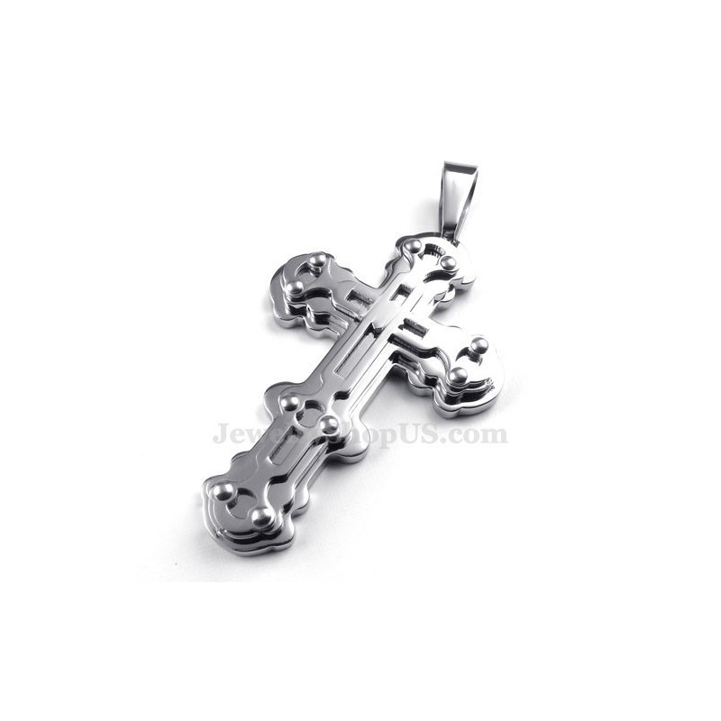 Collana Da Uomo Con Ciondolo A Croce In Titanio E Argento (Catena Gratuita)