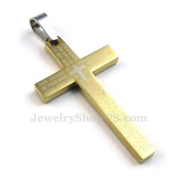 Collana Con Ciondolo A Croce In Titanio E Oro Con Scritture (Catena Gratuita)