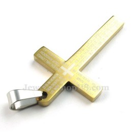 Collana Con Ciondolo A Croce In Titanio E Oro Con Scritture (Catena Gratuita)