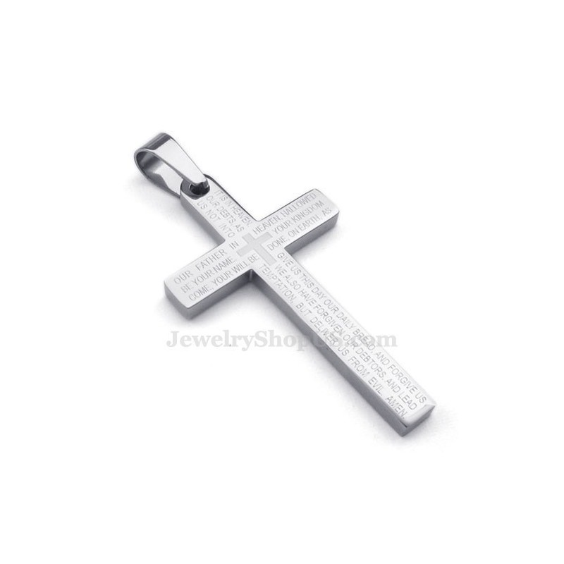 Collana Con Ciondolo A Croce In Titanio Con Scritture (Catena Gratuita)