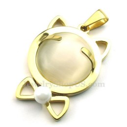 Collana Con Ciondolo A Forma Di Occhio Di Gatto In Titanio Dorato (Catena Gratuita)