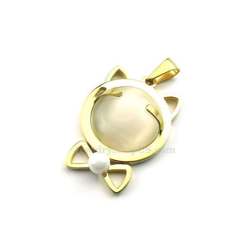 Collana Con Ciondolo A Forma Di Occhio Di Gatto In Titanio Dorato (Catena Gratuita) Collana Con Ciondolo A Forma Di Occhio Di Gatto In Titanio Dorato (Catena Gratuita)