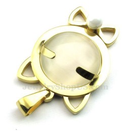 Collana Con Ciondolo A Forma Di Occhio Di Gatto In Titanio Dorato (Catena Gratuita)