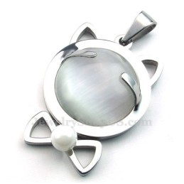 Collana Con Ciondolo A Forma Di Occhio Di Gatto In Argento E Titanio (Catena Libera)