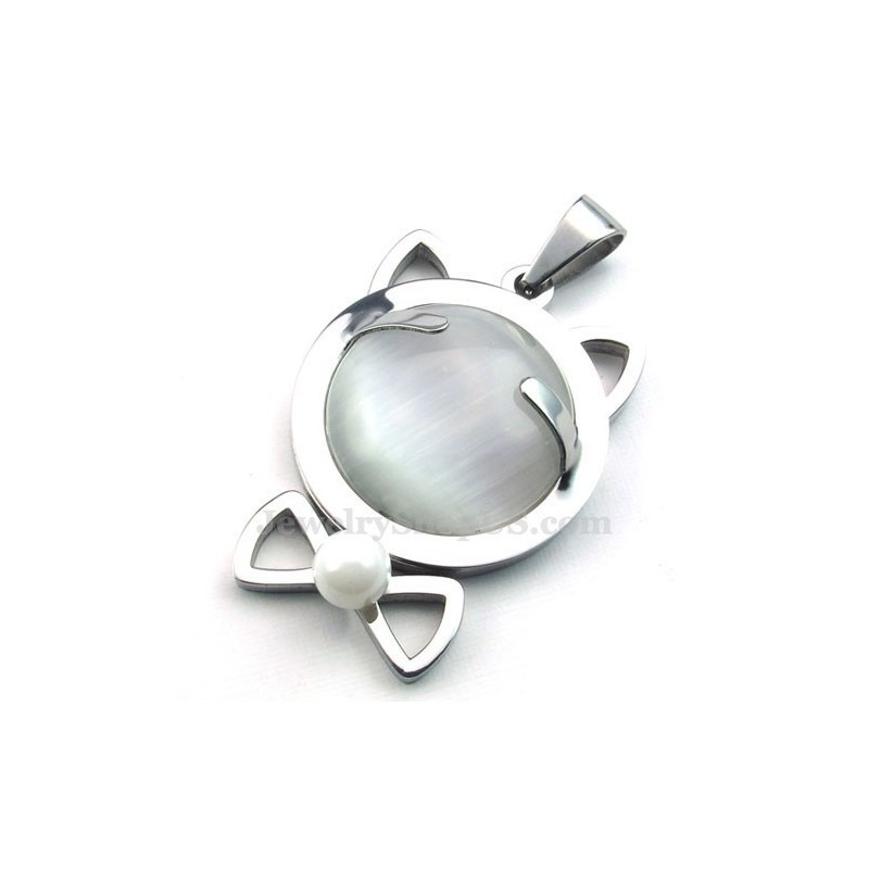 Collana Con Ciondolo A Forma Di Occhio Di Gatto In Argento E Titanio (Catena Libera) Collana Con Ciondolo A Forma Di Occhio Di Gatto In Argento E Titanio (Catena Libera)