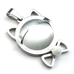 Collana Con Ciondolo A Forma Di Occhio Di Gatto In Argento E Titanio (Catena Libera)