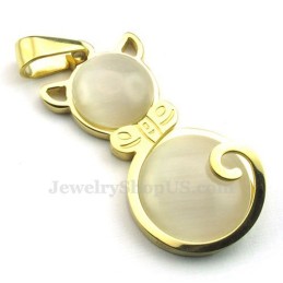 Collana Con Ciondolo In Titanio Con Occhio Di Gatto Dorato (Catena Gratuita)