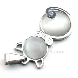 Collana Con Ciondolo In Titanio Con Occhio Di Gatto In Argento (Catena Gratuita)