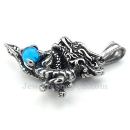Collana Con Ciondolo A Forma Di Drago In Titanio E Zircone Blu (Catena Gratuita)