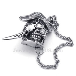 Collana Da Uomo Con Ciondolo Elegante A Forma Di Teschio In Titanio Con Spada (Catena Libera)