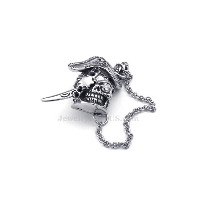 Collana Da Uomo Con Ciondolo Elegante A Forma Di Teschio In Titanio Con Spada (Catena Libera) Collana Da Uomo Con Ciondolo Elegante A Forma Di Teschio In Titanio Con Spada (Catena Libera)