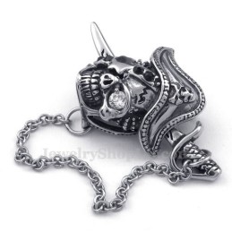 Collana Da Uomo Con Ciondolo Elegante A Forma Di Teschio In Titanio Con Spada (Catena Libera)
