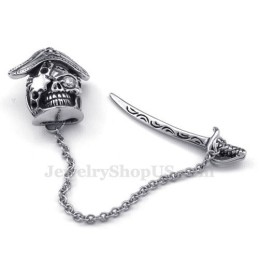 Collana Da Uomo Con Ciondolo Elegante A Forma Di Teschio In Titanio Con Spada (Catena Libera)