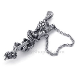 Collana Con Ciondolo In Titanio Con Spada Di Drago (Catena Gratuita)