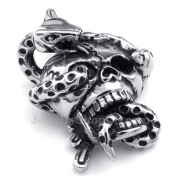 Collana Con Ciondolo A Forma Di Serpente Con Teschio In Titanio (Catena Gratuita)