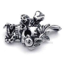 Collana Con Ciondolo A Forma Di Serpente Con Teschio In Titanio (Catena Gratuita)