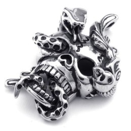 Collana Con Ciondolo A Forma Di Serpente Con Teschio In Titanio (Catena Gratuita)
