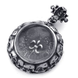 Collana Con Ciondolo A Croce In Titanio Decorato Con Teschio (Catena Gratuita)