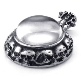 Collana Con Ciondolo A Croce In Titanio Decorato Con Teschio (Catena Gratuita)