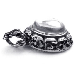 Collana Con Ciondolo A Croce In Titanio Decorato Con Teschio (Catena Gratuita)