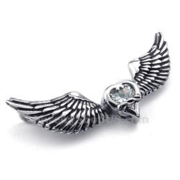 Collana Con Ciondolo A Forma Di Ali In Titanio E Zircone Bianco (Catena Libera)