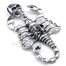 Collana Da Uomo Con Ciondolo A Forma Di Teschio E Scorpione In Titanio (Catena Libera)