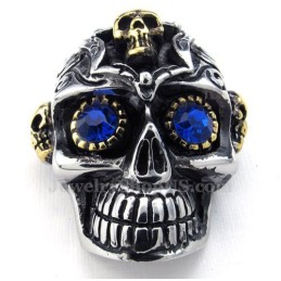 Collana Con Ciondolo A Forma Di Teschio In Titanio Con Occhi Blu (Catena Libera)