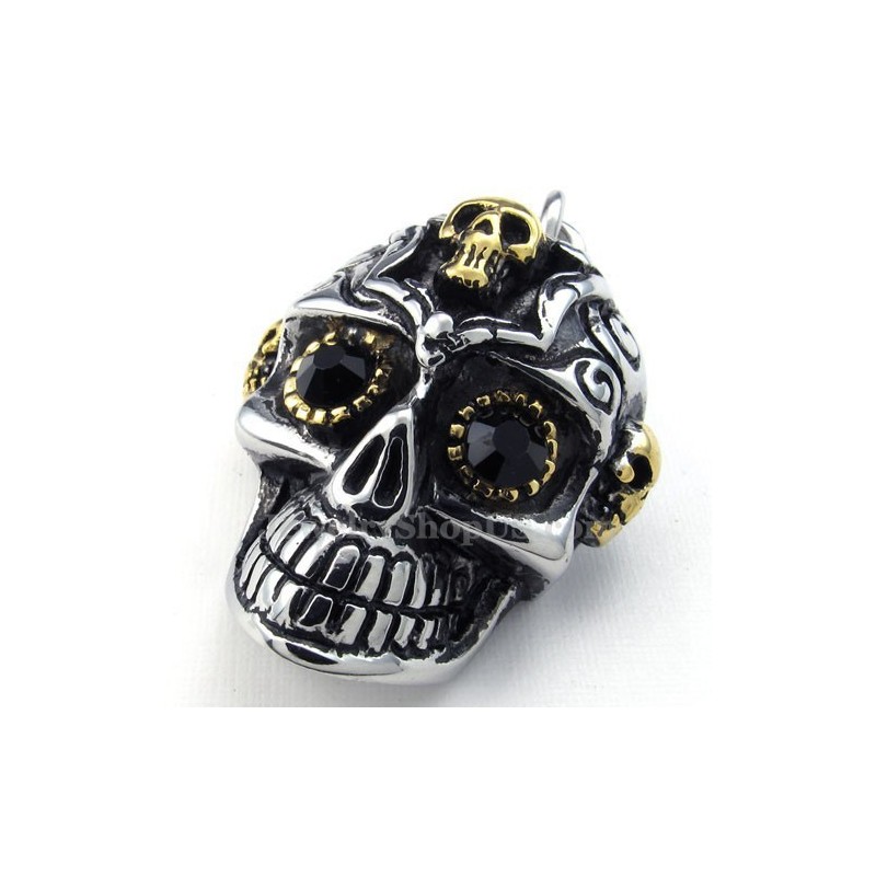 Collana Con Ciondolo A Forma Di Teschio In Titanio Con Occhi Neri (Catena Gratuita) Collana Con Ciondolo A Forma Di Teschio In Titanio Con Occhi Neri (Catena Gratuita)