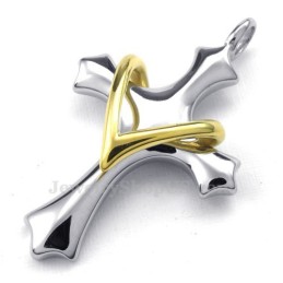 Collana Con Ciondolo A Forma Di Croce In Titanio Con Amore E Cuore (Catena Gratuita)