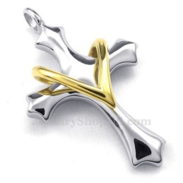 Collana Con Ciondolo A Forma Di Croce In Titanio Con Amore E Cuore (Catena Gratuita)