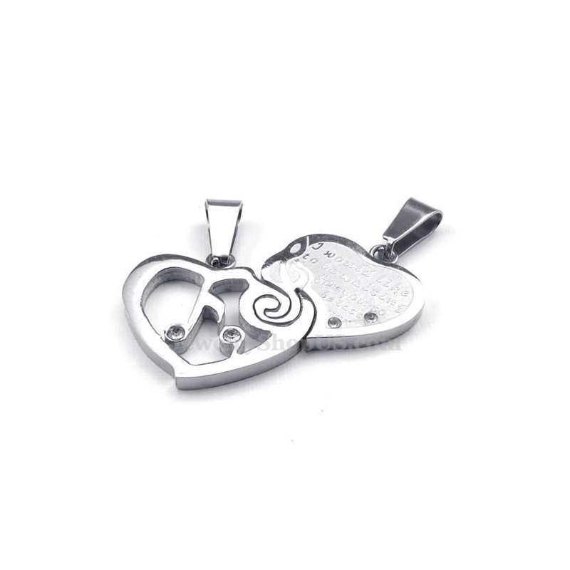 Collana Con Ciondolo A Forma Di Cuore In Titanio E Argento (Catena Libera) (Un Paio) Collana Con Ciondolo A Forma Di Cuore In Titanio E Argento (Catena Libera) (Un Paio)