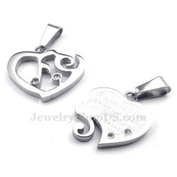 Collana Con Ciondolo A Forma Di Cuore In Titanio E Argento (Catena Libera) (Un Paio)