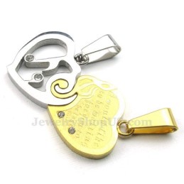 Collana Con Ciondolo A Forma Di Cuore In Titanio Oro E Argento (Catena Libera) (Un Paio)