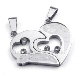 Collana Con Ciondolo A Forma Di Cuore In Titanio Argentato (Catena Libera) (Un Paio)