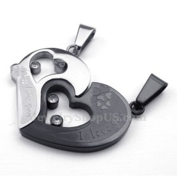 Collana Con Ciondolo A Forma Di Cuore In Titanio (Catena Libera) (Un Paio)