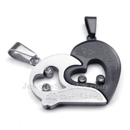 Collana Con Ciondolo A Forma Di Cuore In Titanio (Catena Libera) (Un Paio)
