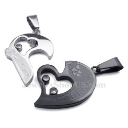 Collana Con Ciondolo A Forma Di Cuore In Titanio (Catena Libera) (Un Paio)