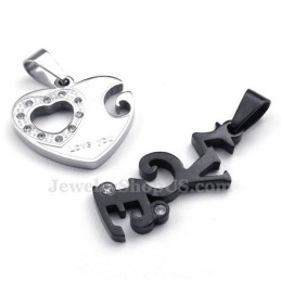 Collana Con Ciondolo A Forma Di Cuore In Titanio Per Coppie (Catena Libera) (Un Paio)