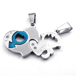 Collana Con Ciondolo A Due Cuori In Titanio (Catena Libera) (Un Paio)