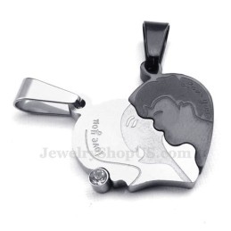 Collana Con Ciondolo A Forma Di Cuore Spezzato In Titanio (Catena Libera) (Un Paio)
