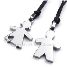 Collana Con Ciondolo In Titanio E Argento Per Lui E Per Lei (Catena Libera) (Un Paio)