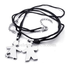 Collana Con Ciondolo In Titanio E Argento Per Lui E Per Lei (Catena Libera) (Un Paio)