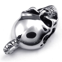 Collana Con Ciondolo Teschio In Titanio E Argento (Catena Gratuita)