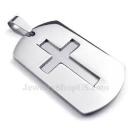 Collana Con Ciondolo A Croce In Titanio E Carte D'Argento (Catena Libera)
