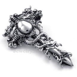 Collana Con Ciondolo A Doppio Drago In Titanio (Catena Gratuita)