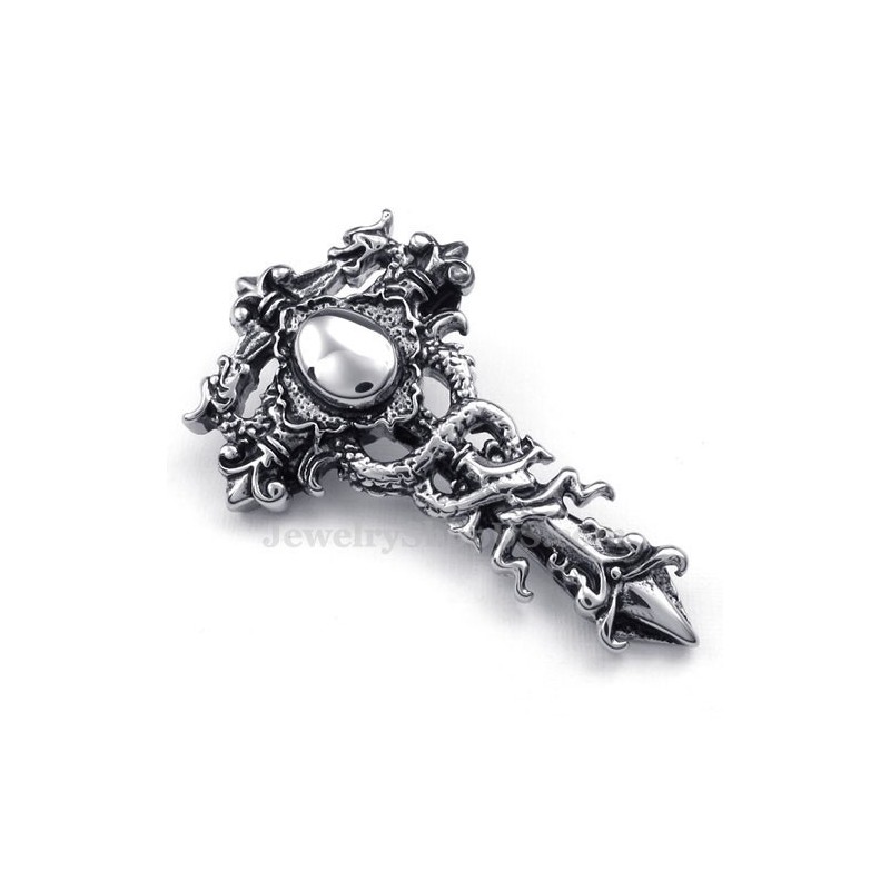 Collana Con Ciondolo A Doppio Drago In Titanio (Catena Gratuita) Collana Con Ciondolo A Doppio Drago In Titanio (Catena Gratuita)