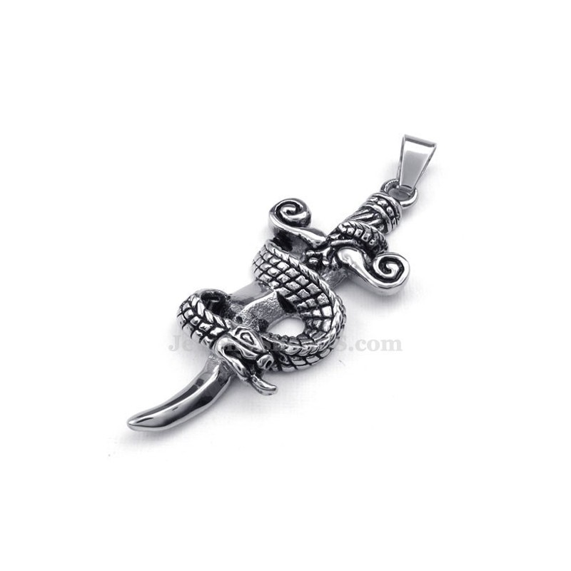 Collana Con Ciondolo A Forma Di Spada E Serpente In Titanio (Catena Gratuita) Collana Con Ciondolo A Forma Di Spada E Serpente In Titanio (Catena Gratuita)