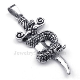 Collana Con Ciondolo A Forma Di Spada E Serpente In Titanio (Catena Gratuita)