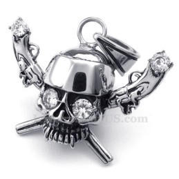 Collana Con Ciondolo A Forma Di Teschio Pirata In Titanio (Catena Libera)